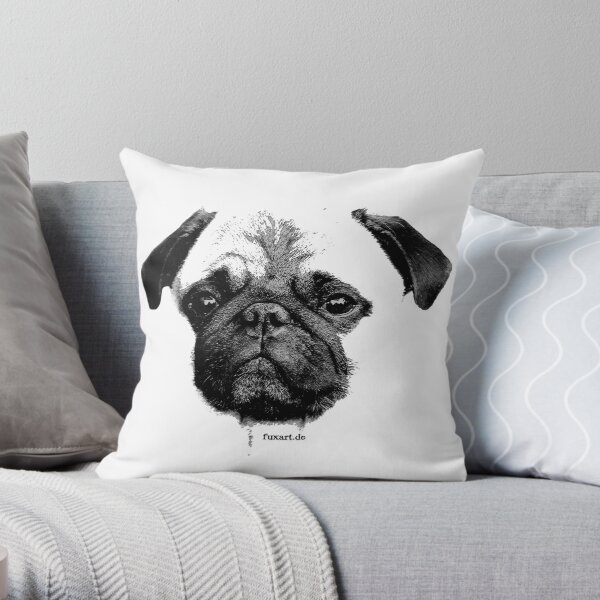 Mops Welpe weiß - französische Bulldogge, niedlich, lustig, Hund Dekokissen