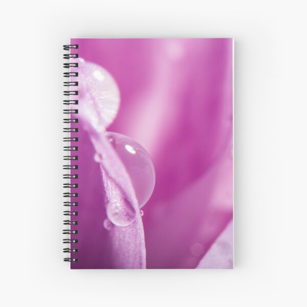 Droplets on Purple Petals Spiral Notebook