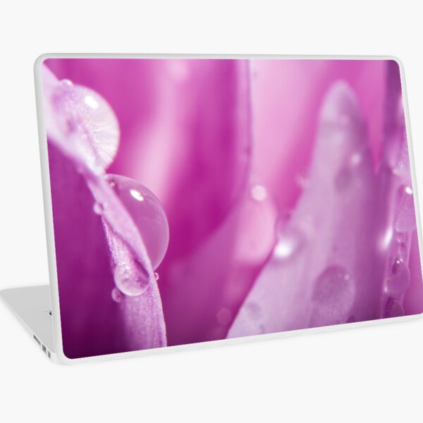 Droplets on Purple Petals Laptop Skin