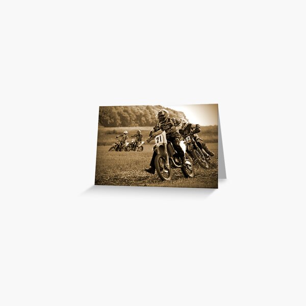 Sepia Enduro Bike Formation Greeting Card