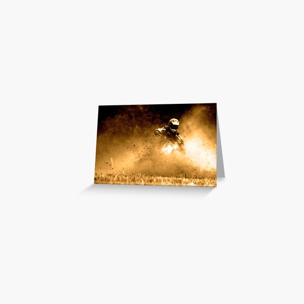 Gold Motorbike Enduro Action Greeting Card