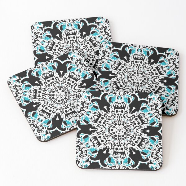 Item preview, Black And White Hexagon Symbol With Blue Accents designed and sold by SpieklyArt.