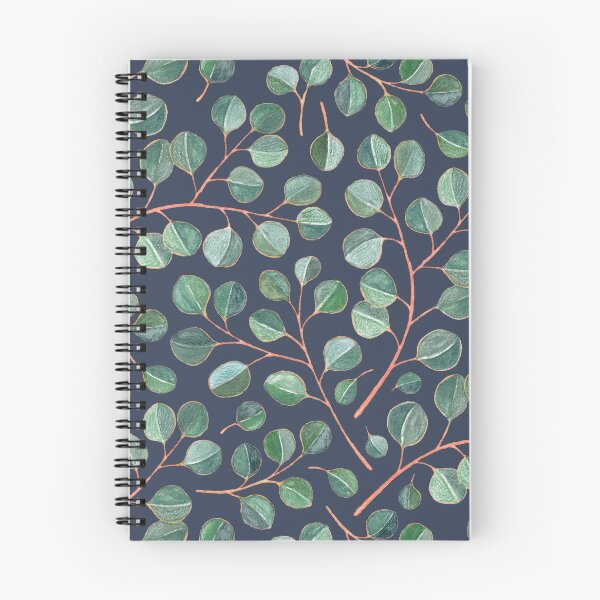 Item preview, Simple Silver Dollar Eucalyptus Leaves on Navy Blue designed and sold by micklyn.