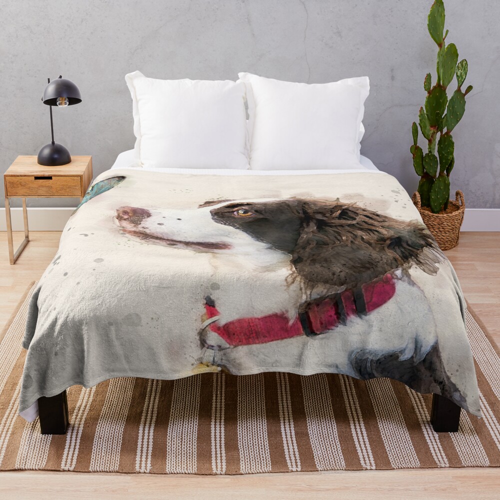 English Springer Spaniel watercolor Throw Blanket