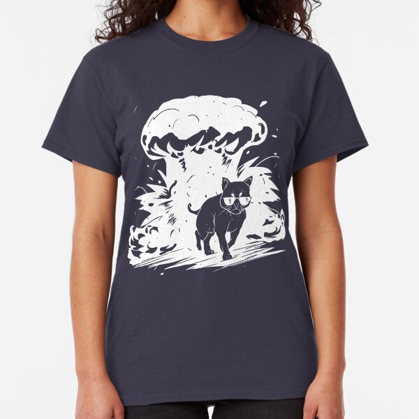 Badass cat with sunglasses walking away from the explosion Classic T-Shirt