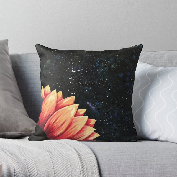 Sunflower Space Flower from Original Acrylic Painting Throw Pillow