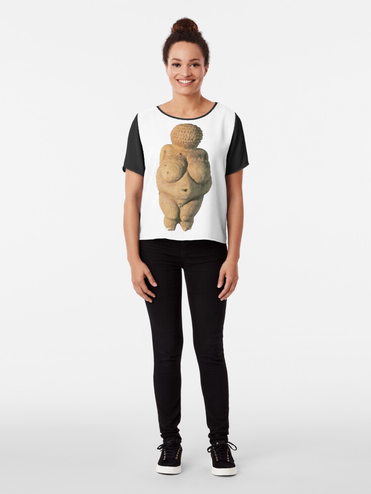 Alternate view of #Venus of #Willendorf #artifact sculpture art figurine statue humanbody #VenusofWillendorf Chiffon Top