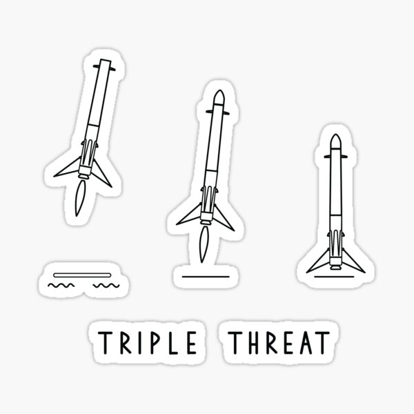 Triple Threat . Three Rocket Booster Landings Sticker