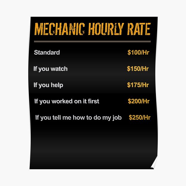 Mechanic Hourly Rate Posters | Redbubble