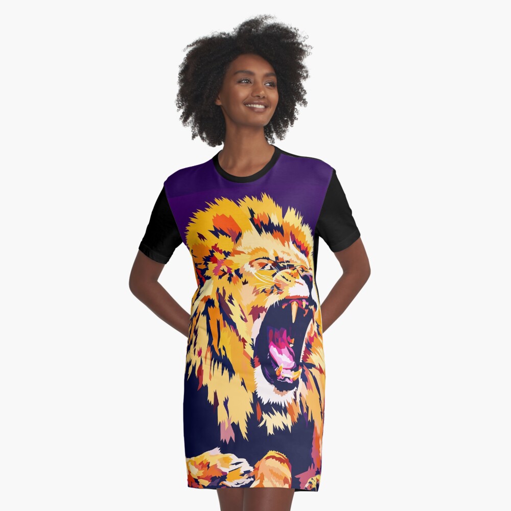 Lion Roar Graphic T-Shirt Dress