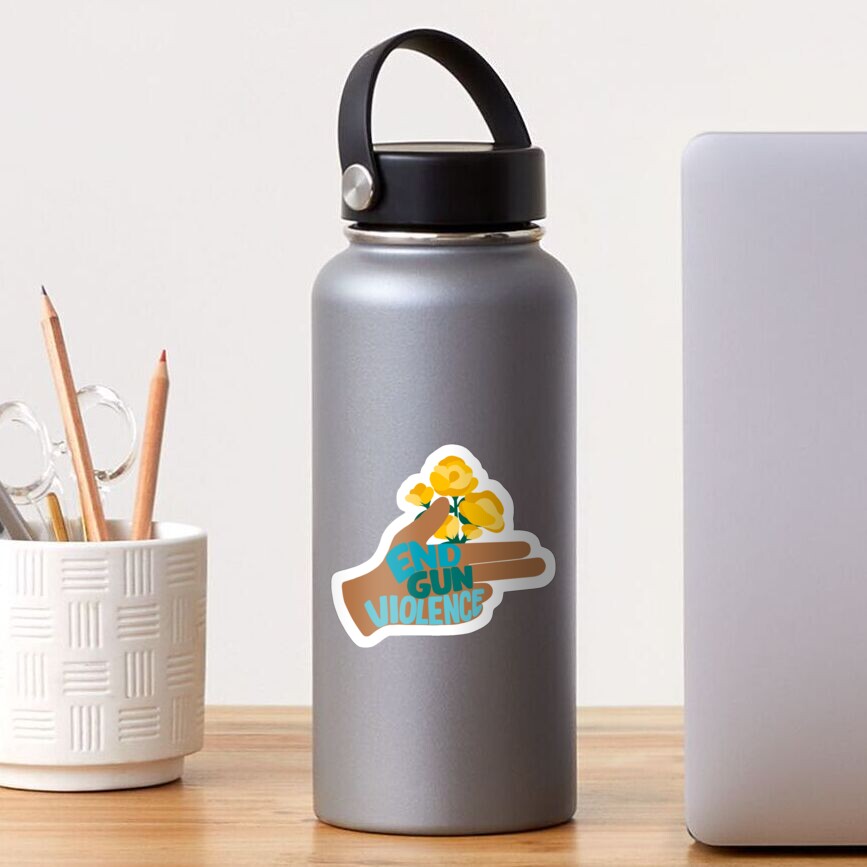 END GUN VIOLENCE - Hand with Flowers Activism Illustration Sticker