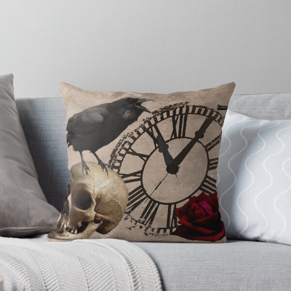 Item preview, Gothic Black Crow Old Skull Red Rose Time Cross Art A553 designed and sold by byNicol.