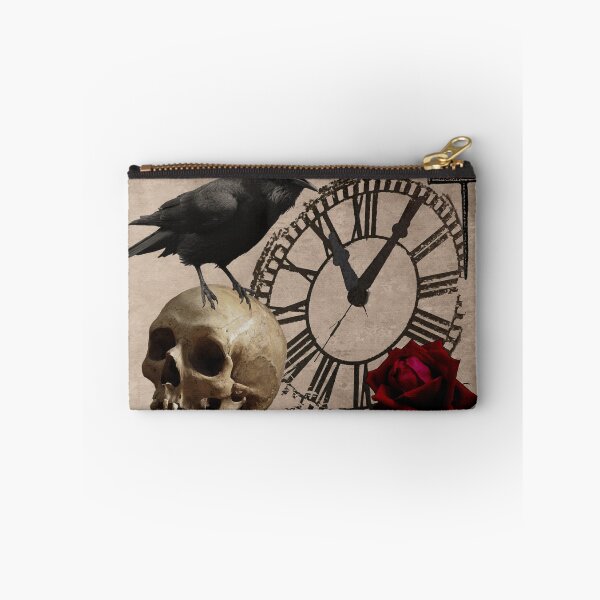 Item preview, Gothic Black Crow Old Skull Red Rose Time Cross Art A553 designed and sold by byNicol.