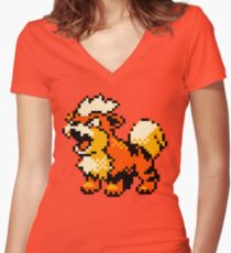 Pokemon - Growlithe Women's Fitted V-Neck T-Shirt
