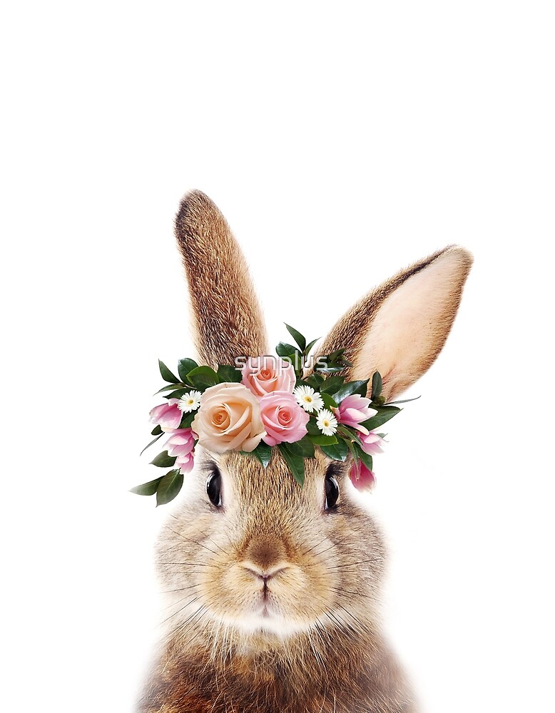 Download " Baby Rabbit With Flower Crown, Baby Animals Art Print by ...