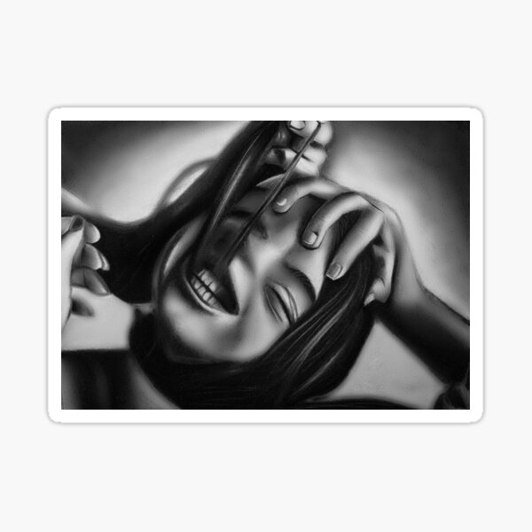 Death of a smile (Charcoal drawing) Sticker