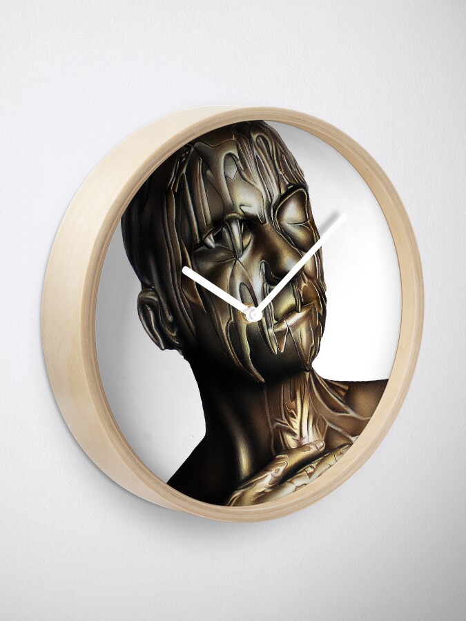 Alternate view of TRIBUTE TO BELOVED NARCISSIST (Color pencil drawing) Clock