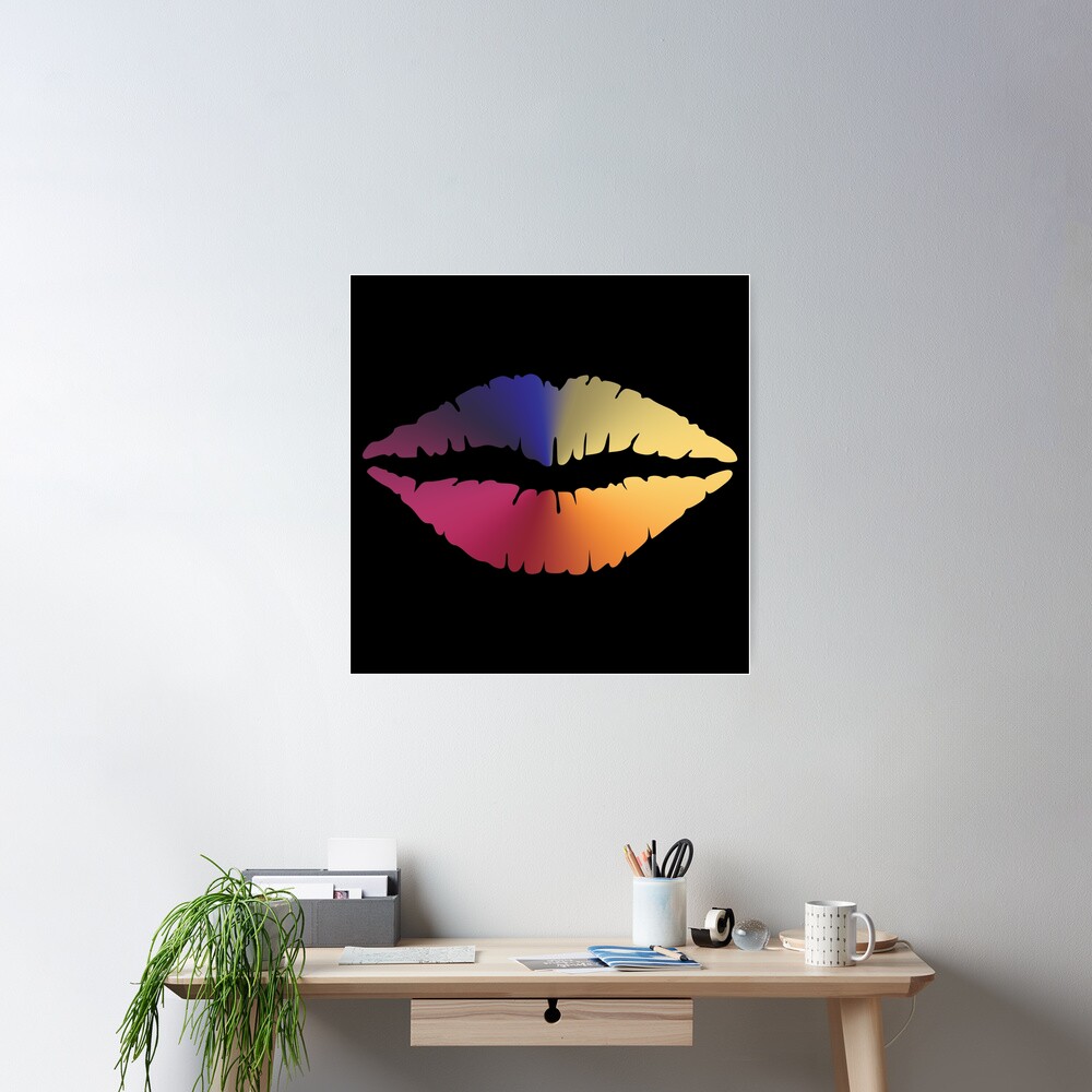 Lips Angle Gradient (Black) Poster