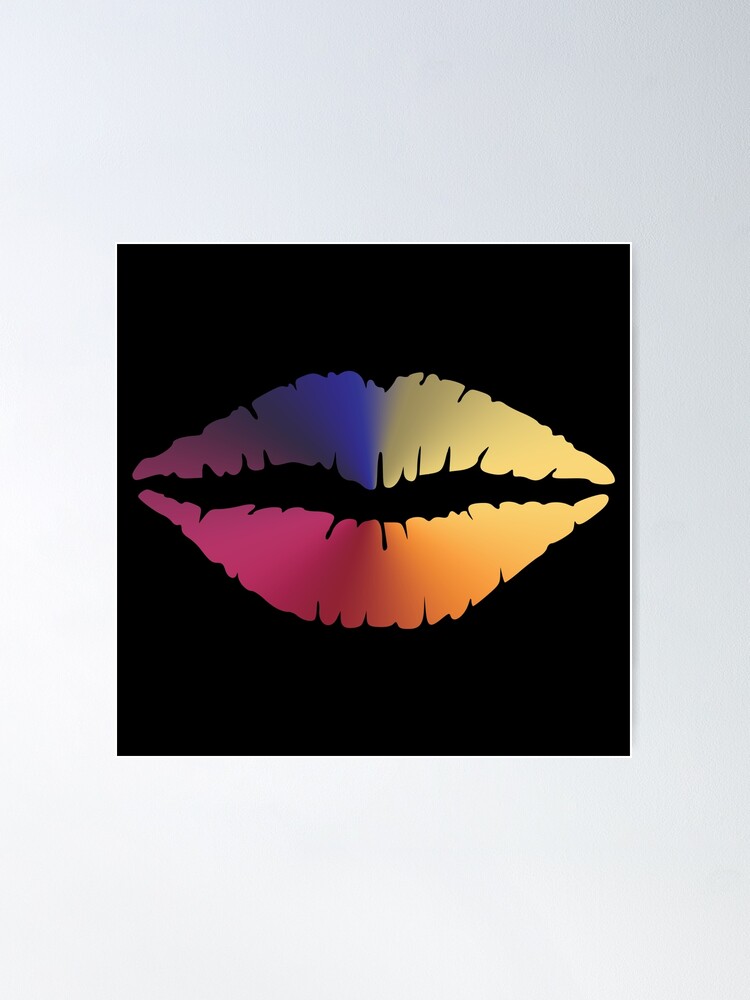 Alternate view of Lips Angle Gradient (Black) Poster