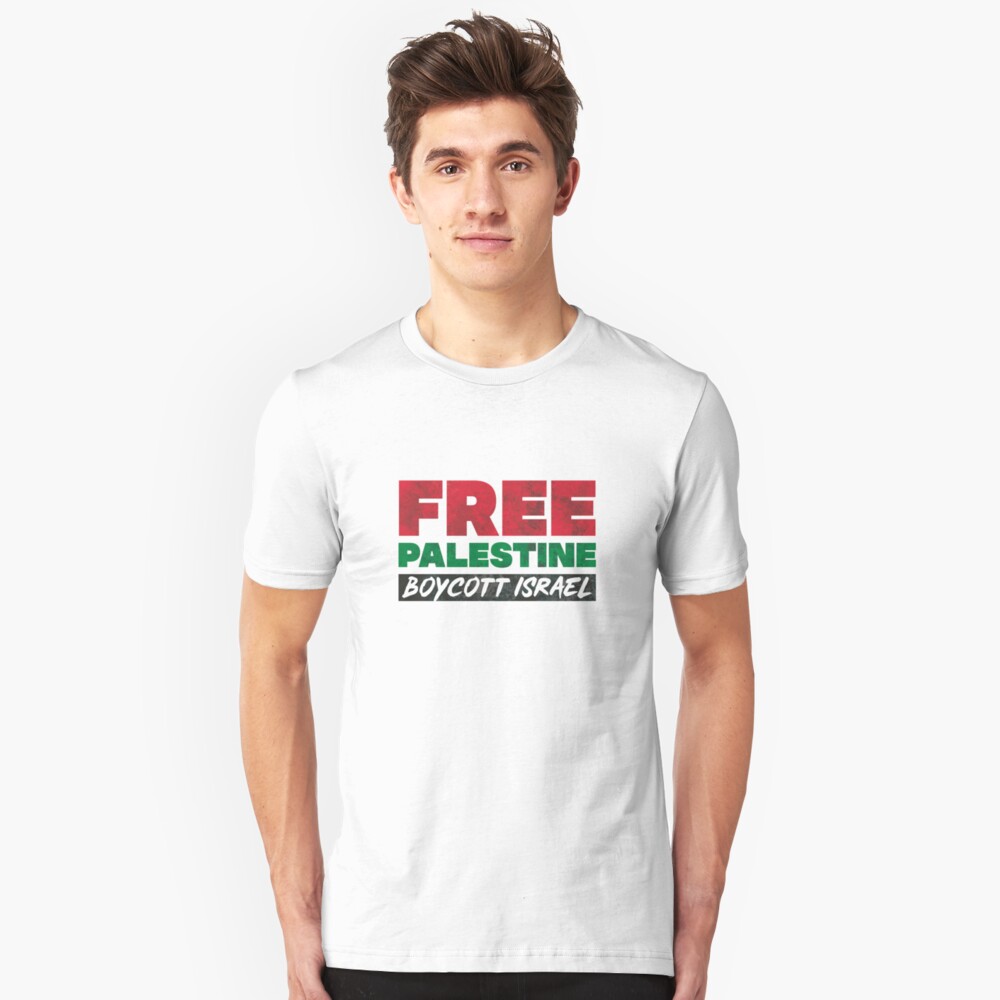Free Palestine, Boycott Israel Slim Fit T-Shirt