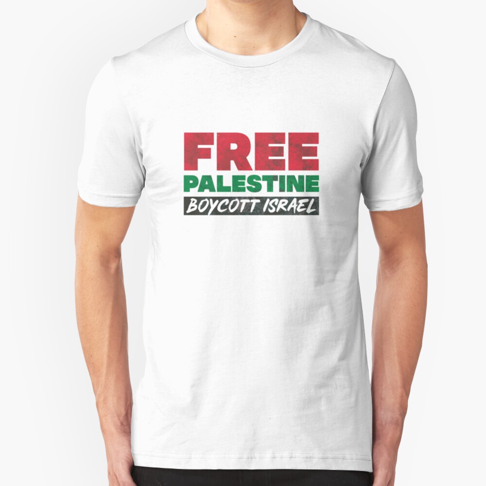 Free Palestine, Boycott Israel Slim Fit T-Shirt