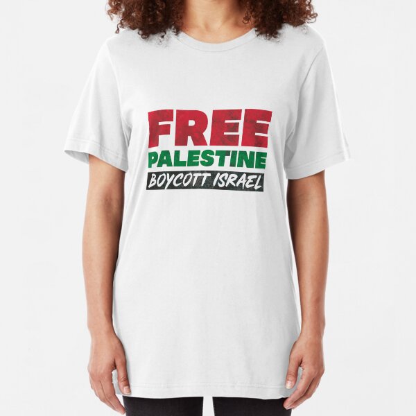 Free Palestine, Boycott Israel Slim Fit T-Shirt