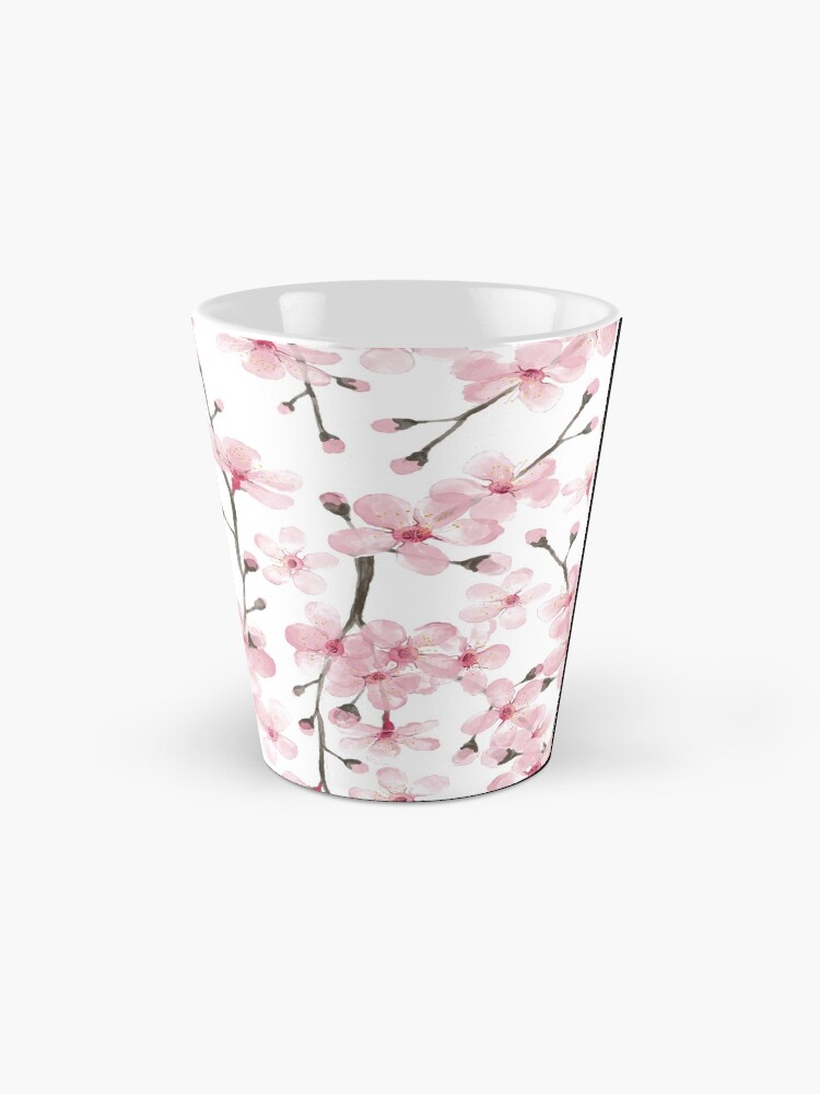 Vista alternativa de Taza flor de cerezo rosa acuarela