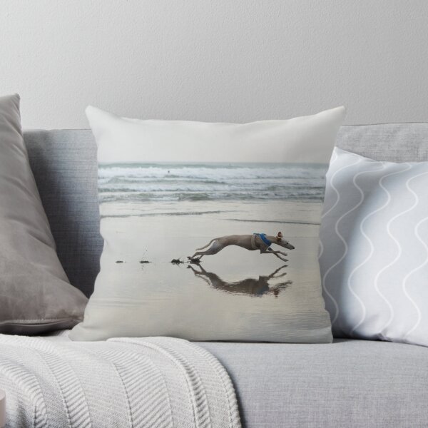 Beach Lurcher Throw Pillow