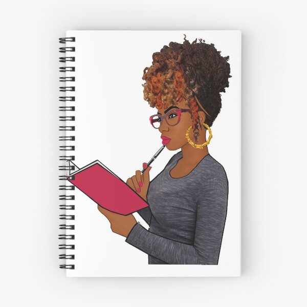 Item preview, Black woman journalling - Black Melanin Magic designed and sold by truefellowship.