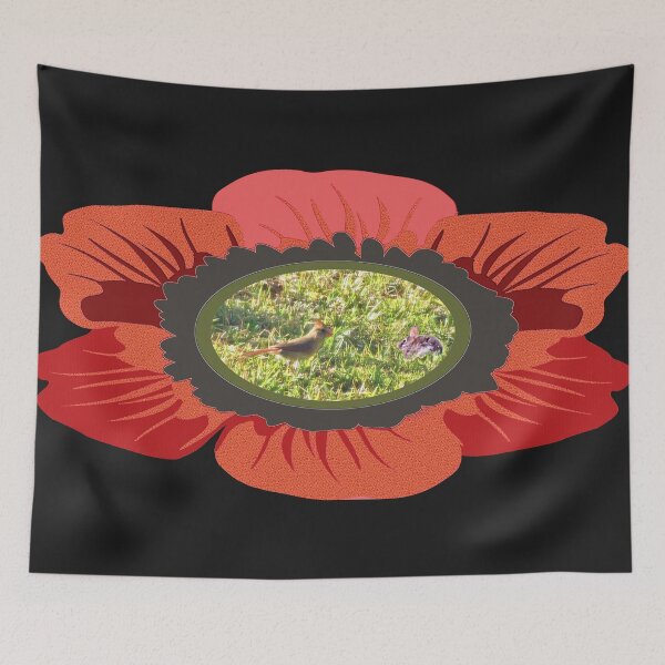 Item preview, Cardinal + Rabbit inside Flower designed and sold by kristalcurt.