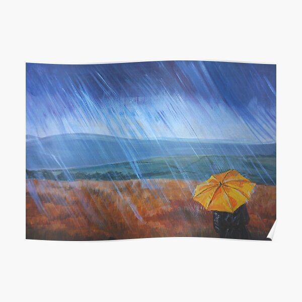 Umbrella in the rain Poster