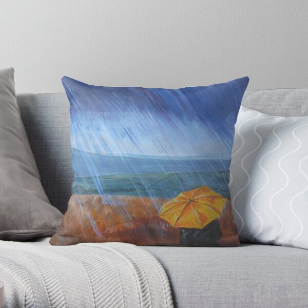 Umbrella in the rain Throw Pillow