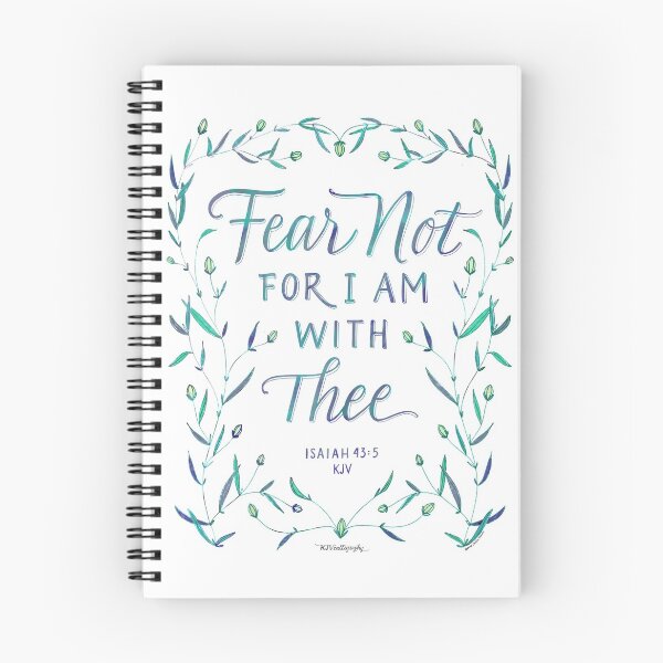 Item preview, Scripture Art of Isaiah 43:5 KJV | Fear Not for I Am with Thee | Teal Blue designed and sold by KJVCalligraphy.