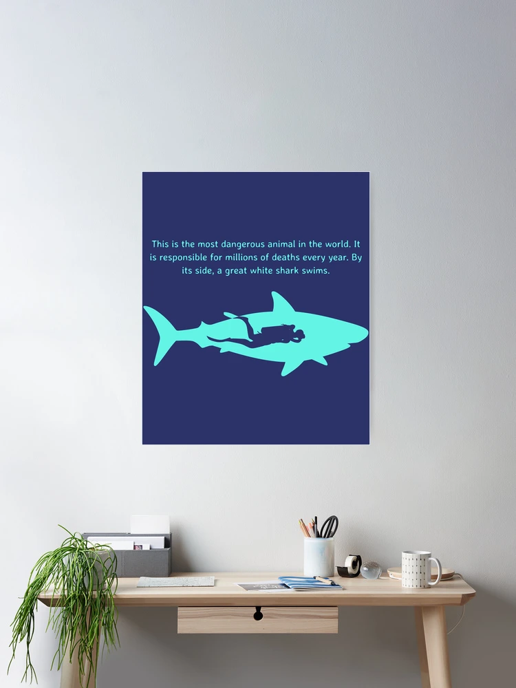 Dangerous Animal Scuba Diver graphic Great White Shark print