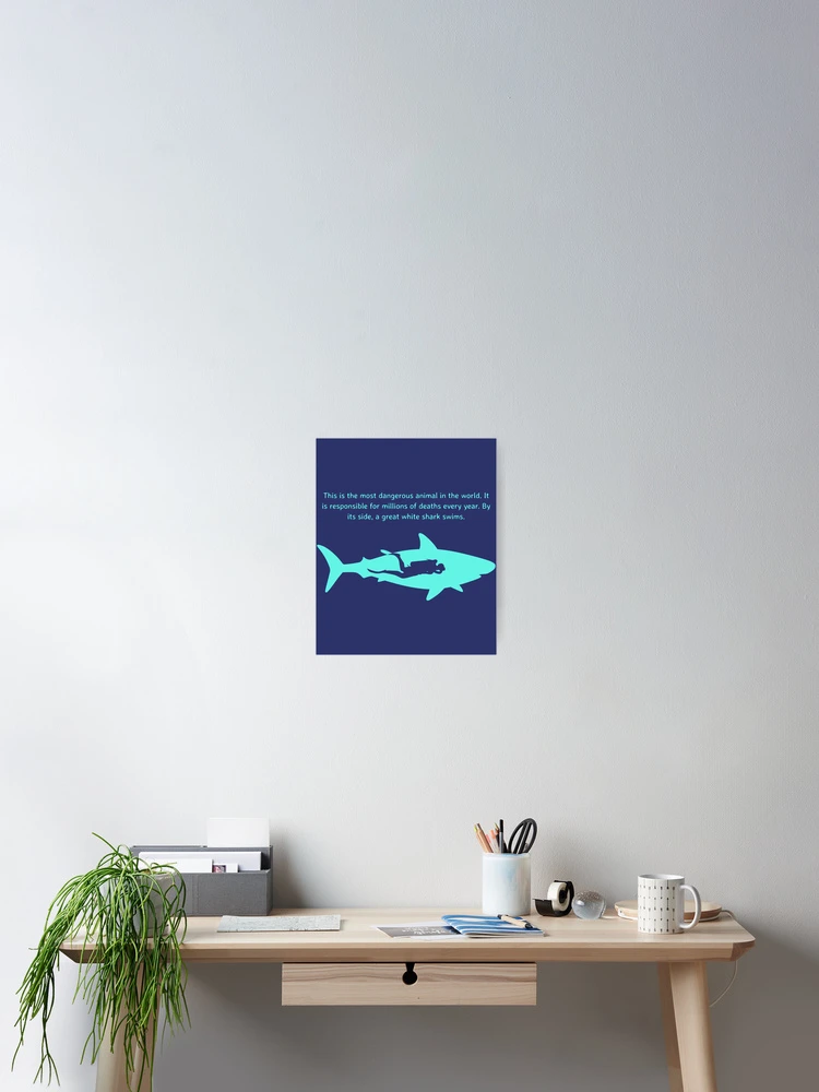 Dangerous Animal Scuba Diver graphic Great White Shark print