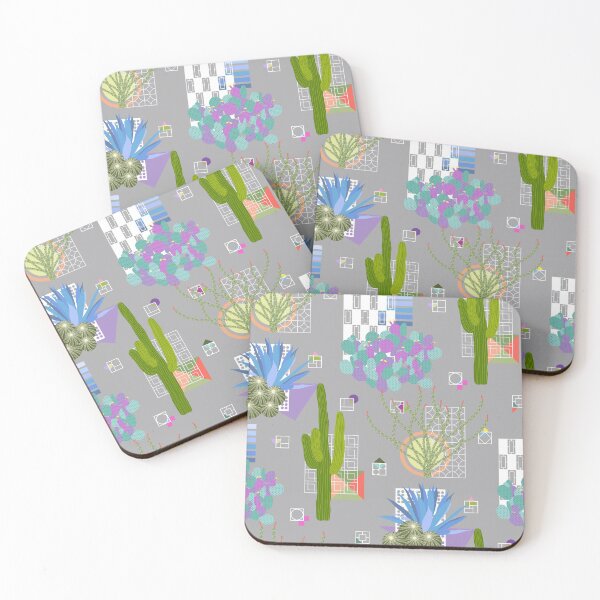 Item preview, Mid Century Modern - Modernism Desert Cactus Landscape Grey designed and sold by WickedRefined - Nicole Demereckis.