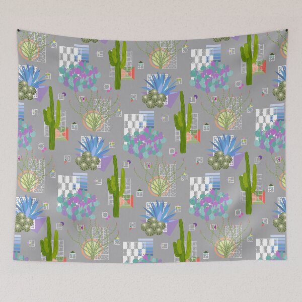 Item preview, Mid Century Modern - Modernism Desert Cactus Landscape Grey designed and sold by WickedRefined - Nicole Demereckis.