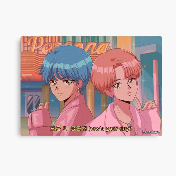 BTS V & JIMIN - Boy with luv 90's anime Canvas Print