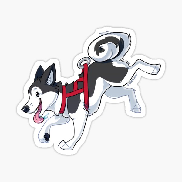 Grey Husky Running Sticker