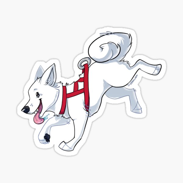 White Husky Running Sticker