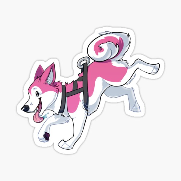 Pink Husky Running Sticker