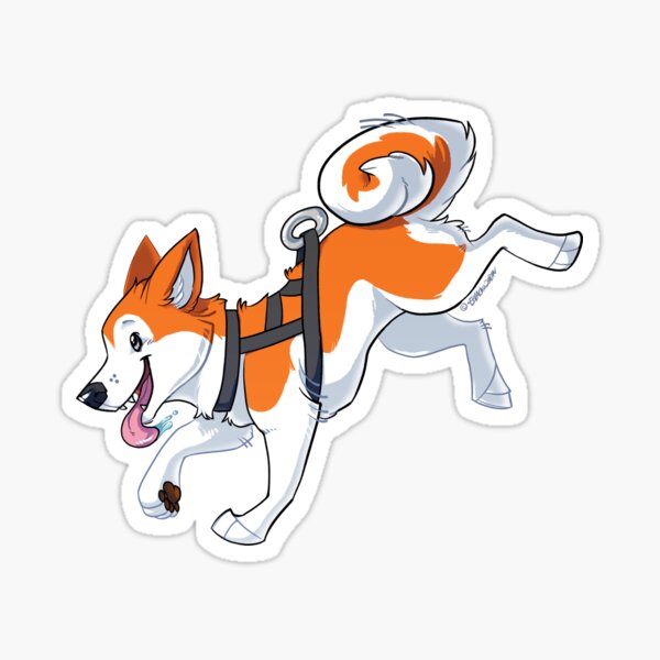Orange Husky Running Sticker