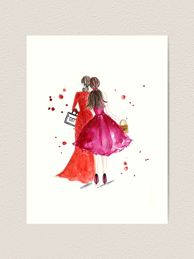  What's in My Handbag Illustration Fashion Watercolor Painting  Handbag Art Print(No Frame, No Canvas) 8x10 : Handmade Products