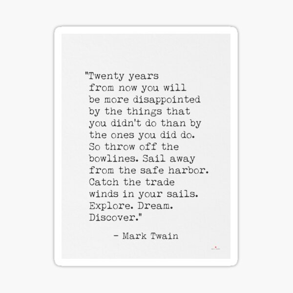 Item preview, Mark Twain inspirational travel quote designed and sold by epicpaper quotes.