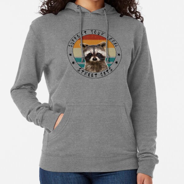 Support Your Local Street Cats Vintage Baby Raccoon Lightweight Hoodie