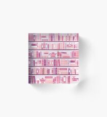 Bloque acrílico Estantería rosa patrón romance libros de té