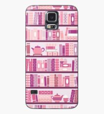 Rosa Bücherregal-Muster-Romance-Tee-Bücher Hülle & Skin für Samsung Galaxy