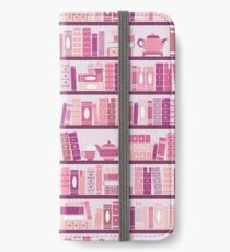 Rosa Bücherregal-Muster-Romance-Tee-Bücher iPhone Flip-Case/Hülle/Skin