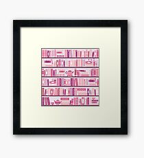 Lámina enmarcada Estantería rosa patrón romance libros de té