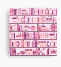 Lienzo Estantería rosa patrón romance libros de té